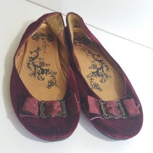 Flat shoes burgandy with bow